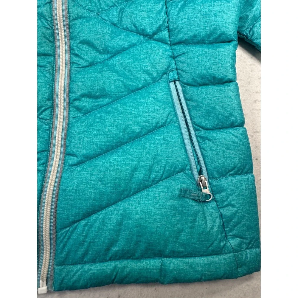 Gerry Puffer Jacket Girls L(14/16) Teal Fill Power 650 Insulated Hooded Outdoor